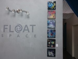Crystal art installation by Aaron K. Metz at Float Space Kelowna enhancing the therapeutic environment