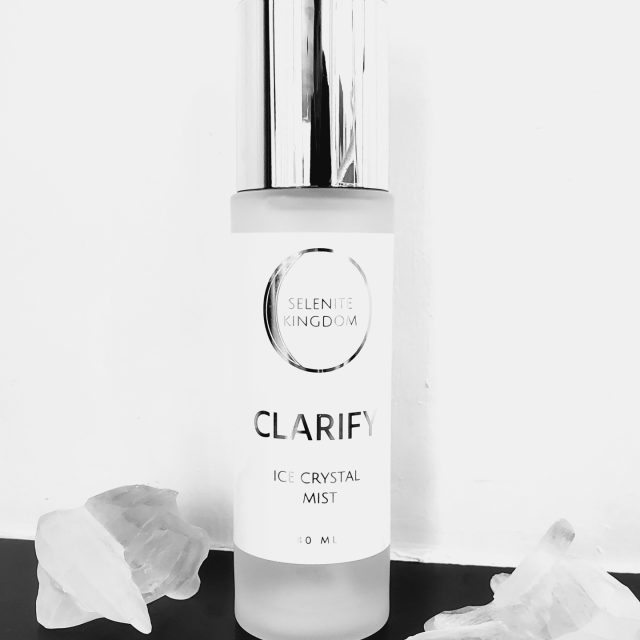CLARIFY ice crystal mist spray bottle with raw selenite crystals