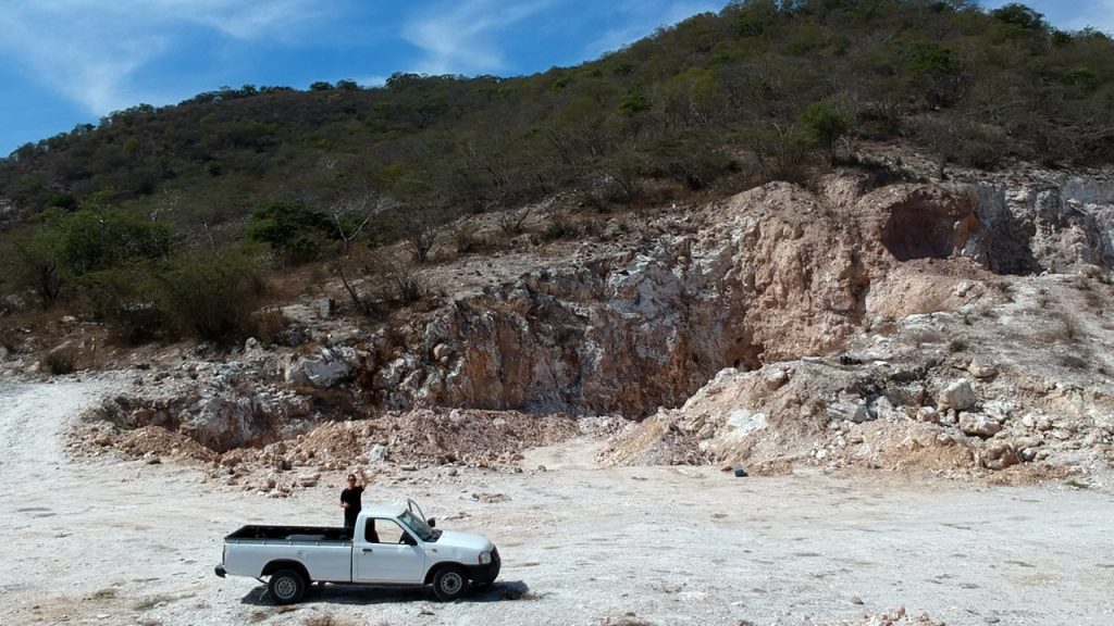 Open selenite crystal mining claim in the mountains of Jalisco, Mexico